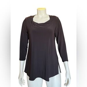 Simpli Brown Top Chocolate 3/4 Sleeve Size 8 Made In Canada
